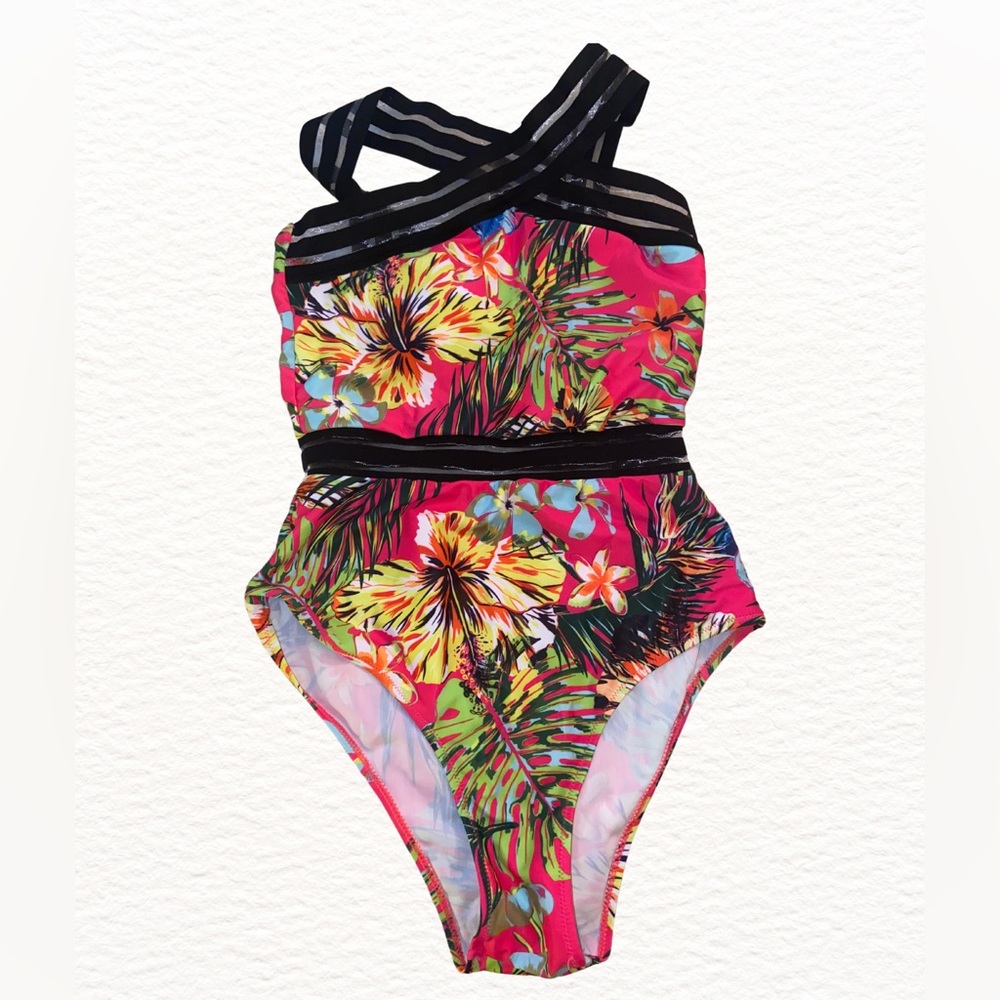 Shein swimsuit size small with a tropical print